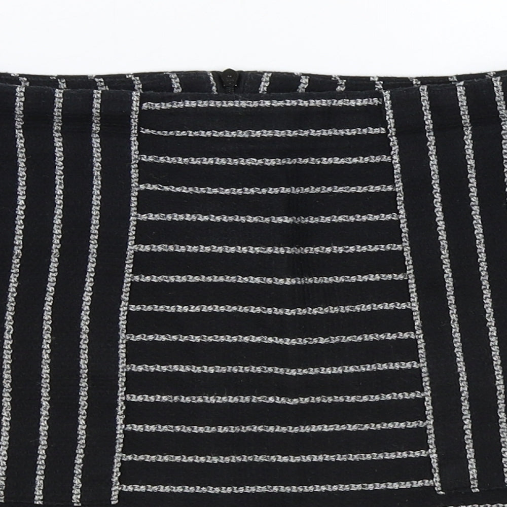 New Look Womens Black Striped Polyester Tutu Skirt Size 10 Zip
