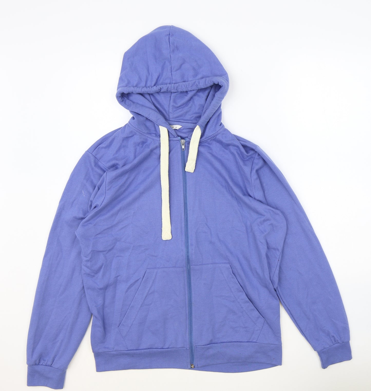 Original Essentials Womens Blue Cotton Full Zip Hoodie Size M Zip