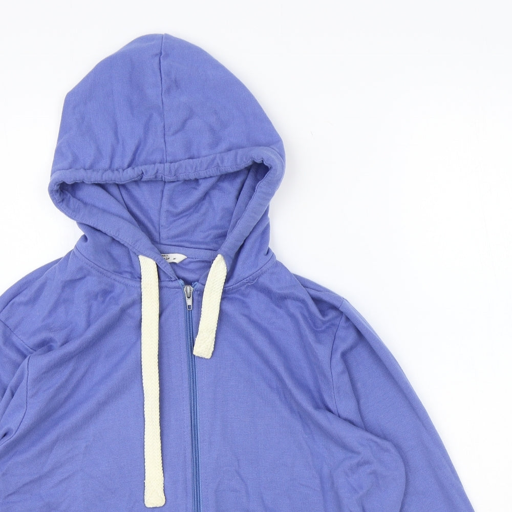Original Essentials Womens Blue Cotton Full Zip Hoodie Size M Zip