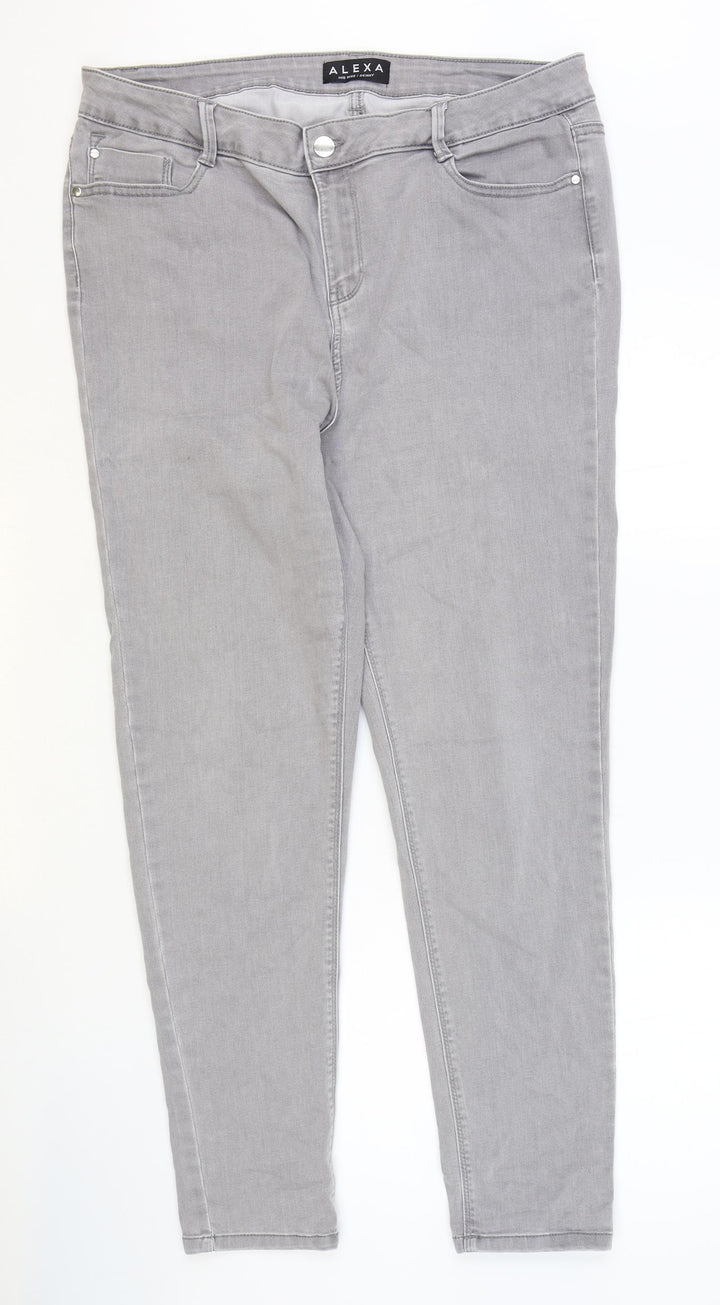 Alexa Womens Grey Cotton Skinny Jeans Size 36 in Regular Zip