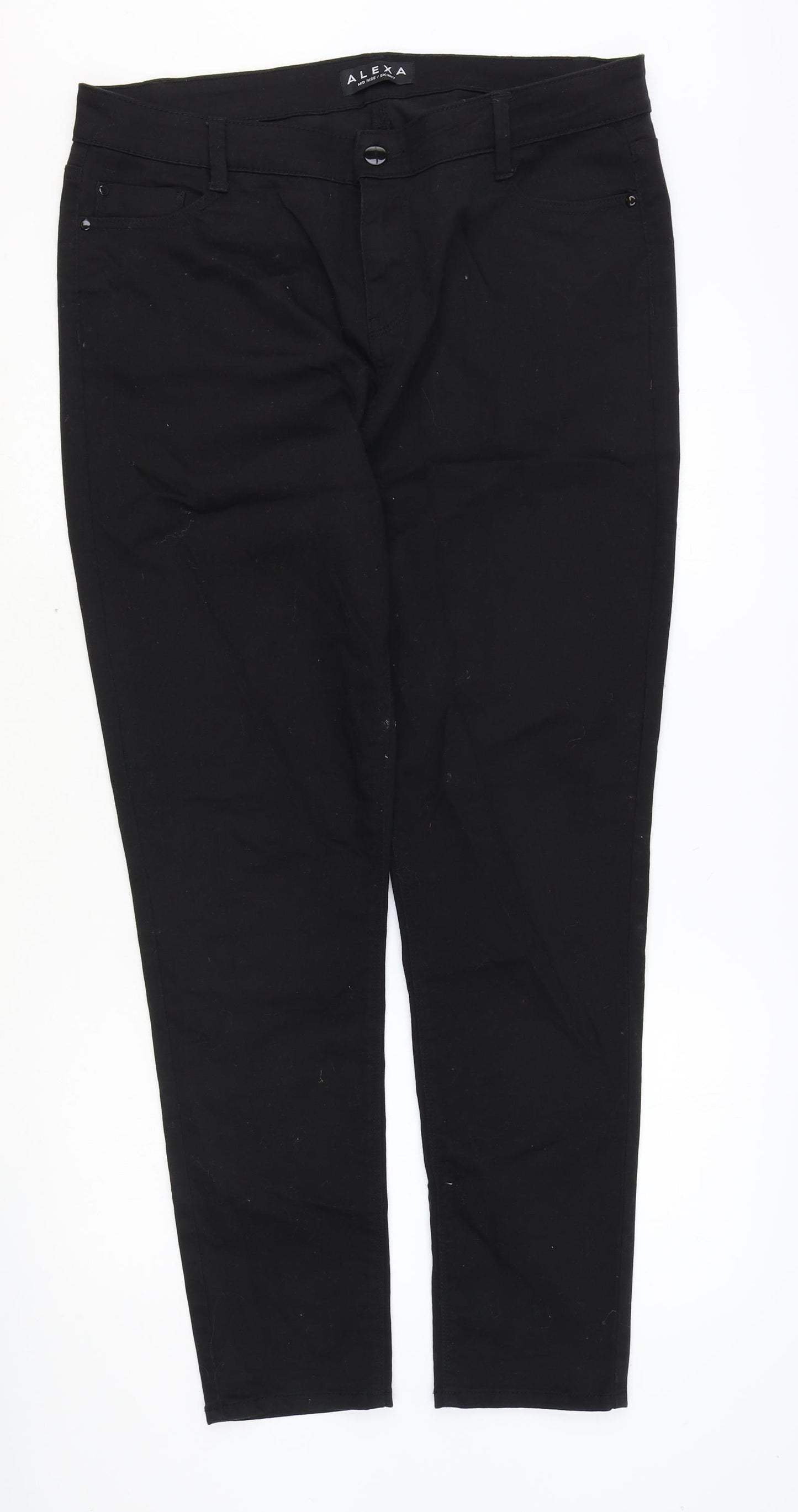 Alexa Womens Black Cotton Skinny Jeans Size 36 in Regular Zip