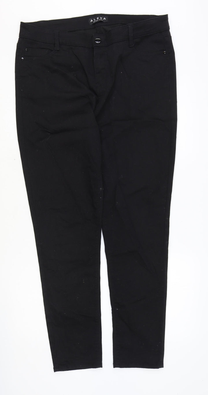 Alexa Womens Black Cotton Skinny Jeans Size 36 in Regular Zip