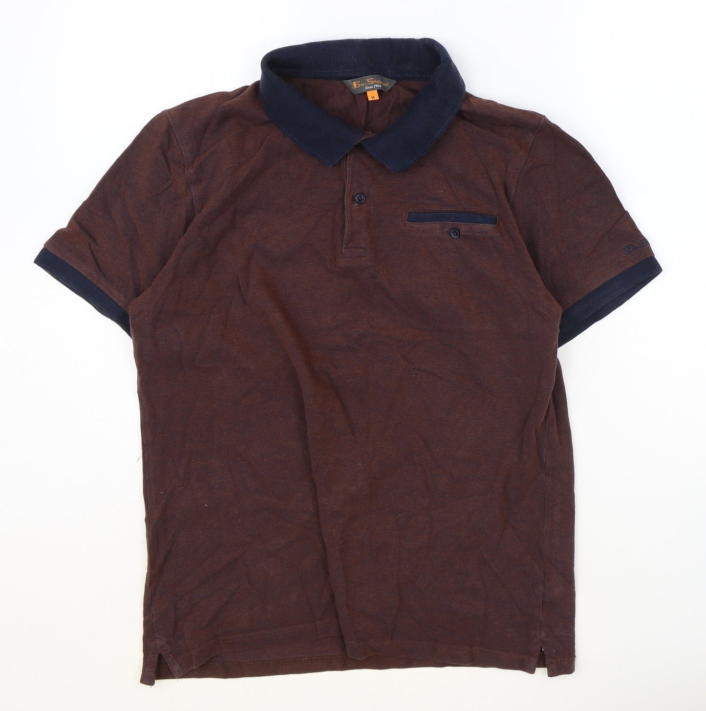 Ben Sherman Mens Red 100% Cotton Polo Size M Collared Button