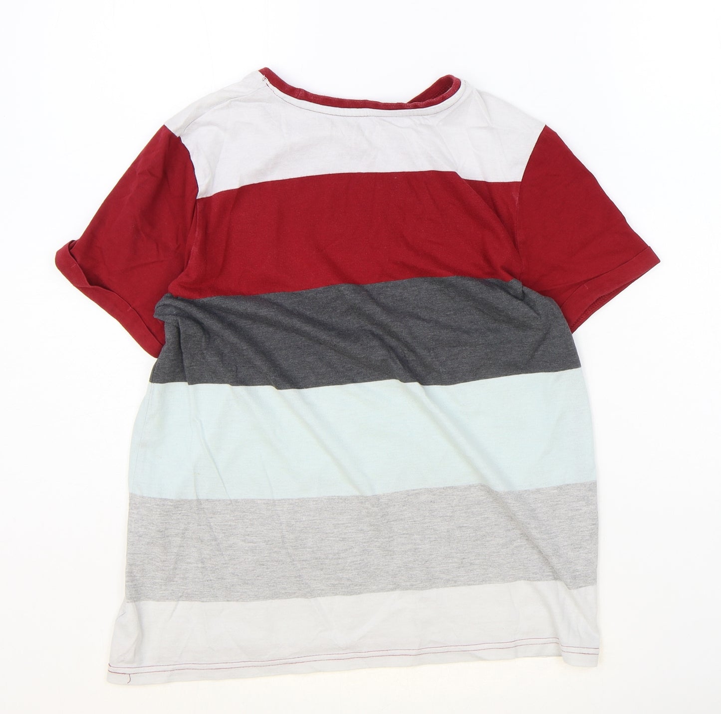 F&F Boys Multicoloured Striped Polyester Basic T-Shirt Size 11-12 Years Round Neck Pullover