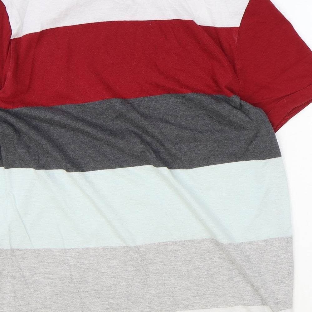 F&F Boys Multicoloured Striped Polyester Basic T-Shirt Size 11-12 Years Round Neck Pullover