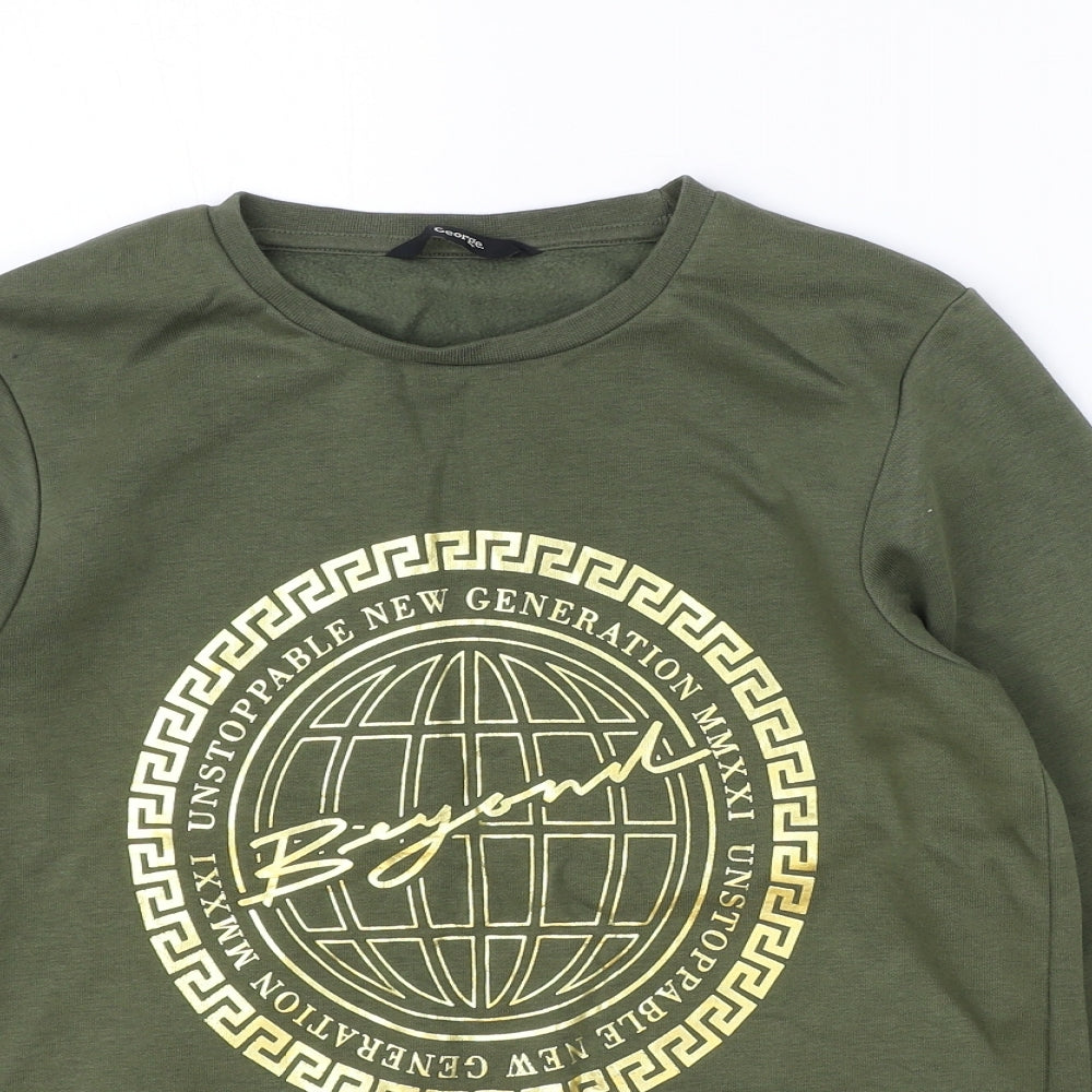 George Boys Green Cotton Pullover Sweatshirt Size 12-13 Years Pullover