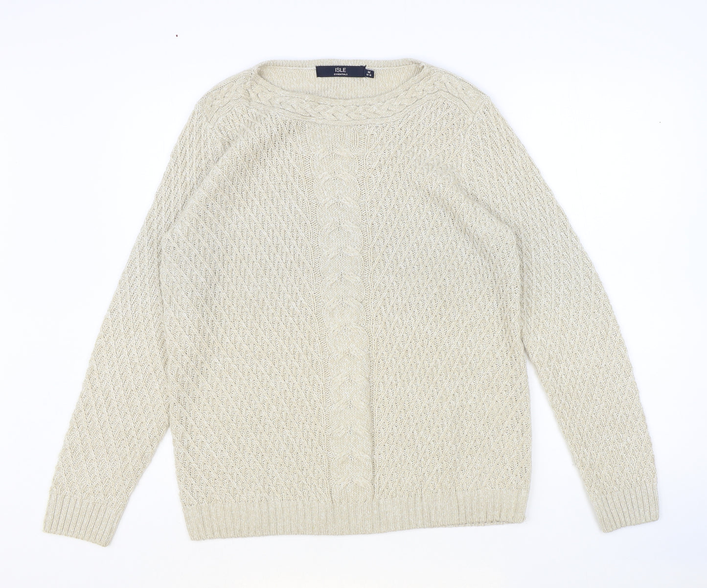 ISLE Womens Brown Round Neck Acrylic Pullover Jumper Size M