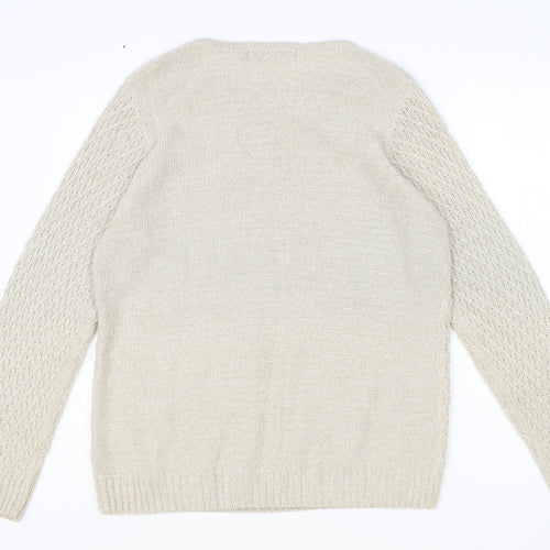 ISLE Womens Brown Round Neck Acrylic Pullover Jumper Size M