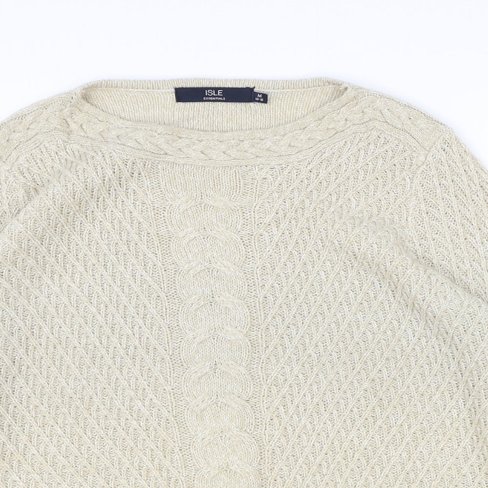 ISLE Womens Brown Round Neck Acrylic Pullover Jumper Size M