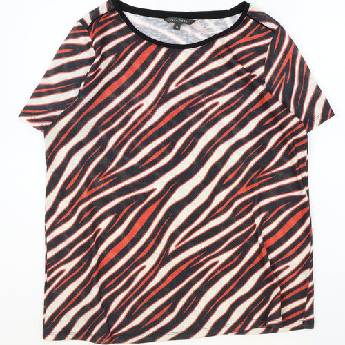 Love Tees Womens Multicoloured Animal Print Polyester Basic T-Shirt Size 14 Round Neck - Tiger Print