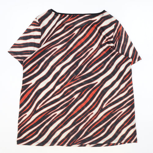 Love Tees Womens Multicoloured Animal Print Polyester Basic T-Shirt Size 14 Round Neck - Tiger Print