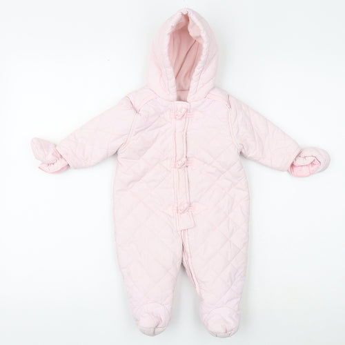Mothercare Pink Quilted Snowsuit Size 3-6 Months Zip