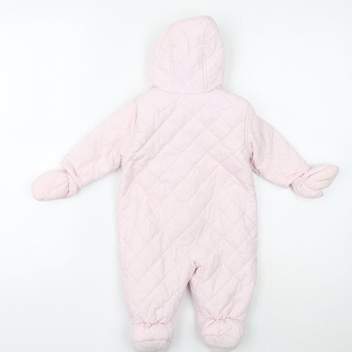 Mothercare Pink Quilted Snowsuit Size 3-6 Months Zip