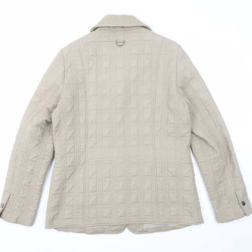 BRAX Womens Beige Geometric Jacket Size 14 Zip