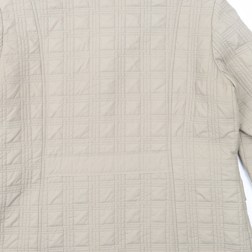 BRAX Womens Beige Geometric Jacket Size 14 Zip