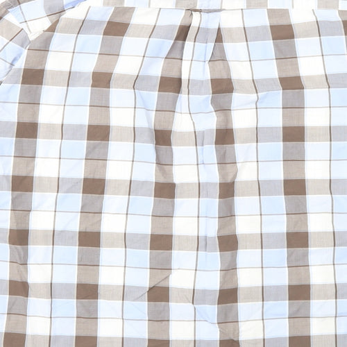 Maine New England Mens Blue Plaid Cotton Button-Up Size L Collared Button