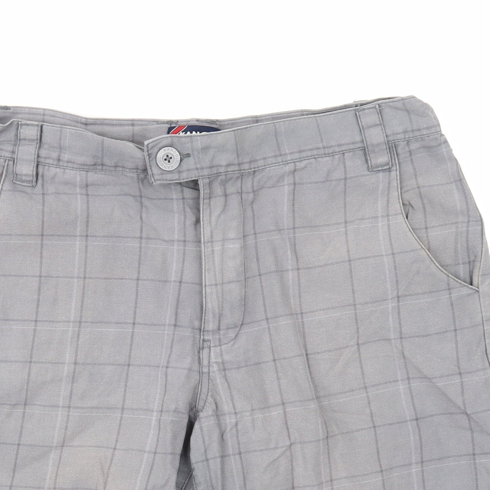 Kangol Mens Grey Plaid Cotton Chino Shorts Size M Regular Zip