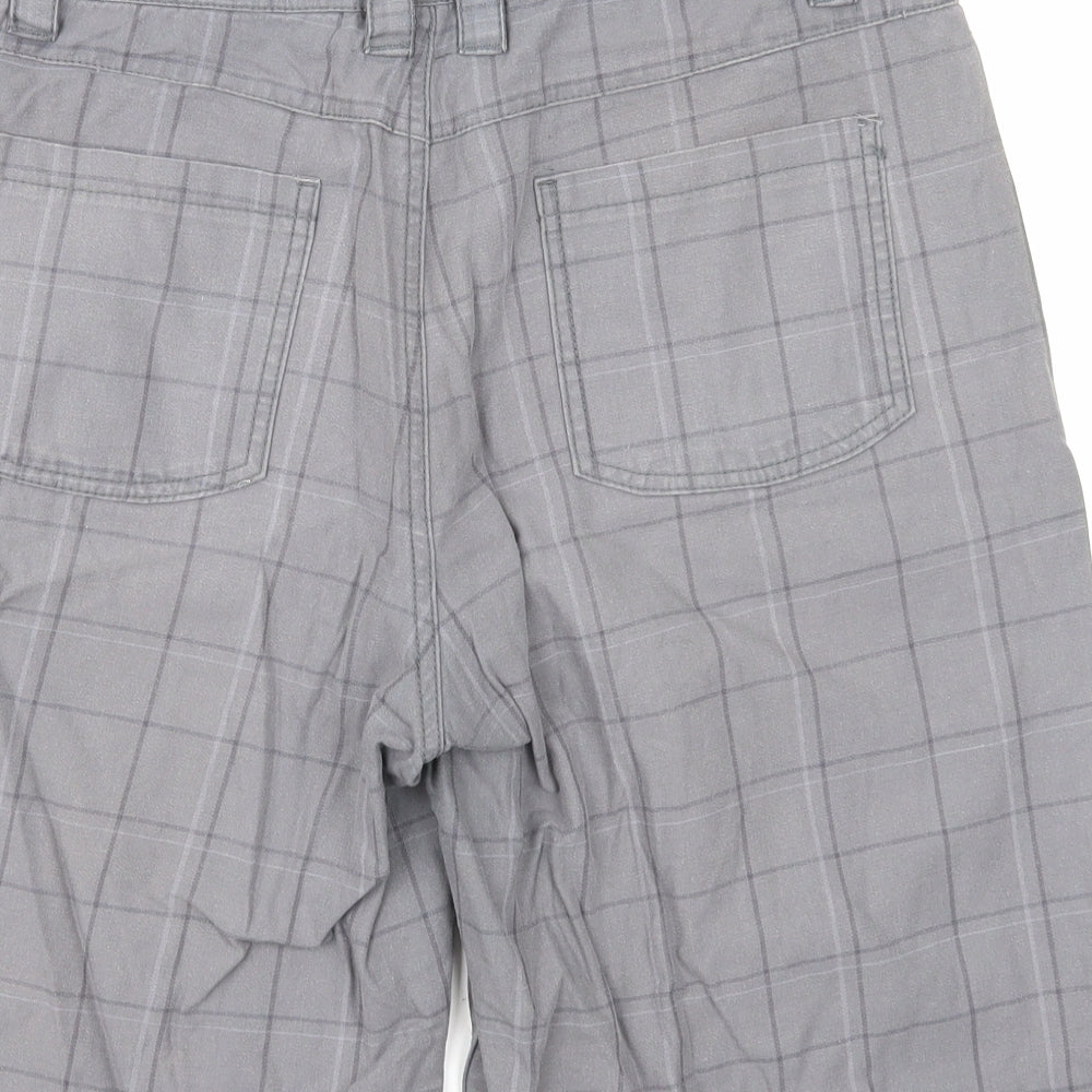 Kangol Mens Grey Plaid Cotton Chino Shorts Size M Regular Zip
