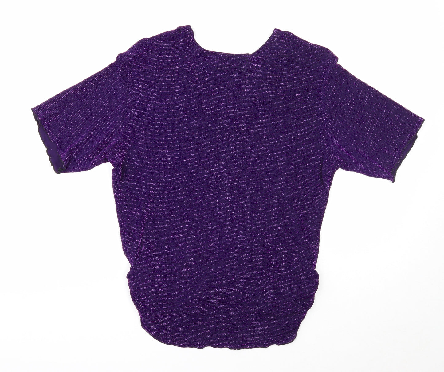 Pure & Natural Womens Purple Acetate Basic T-Shirt Size 14 Round Neck