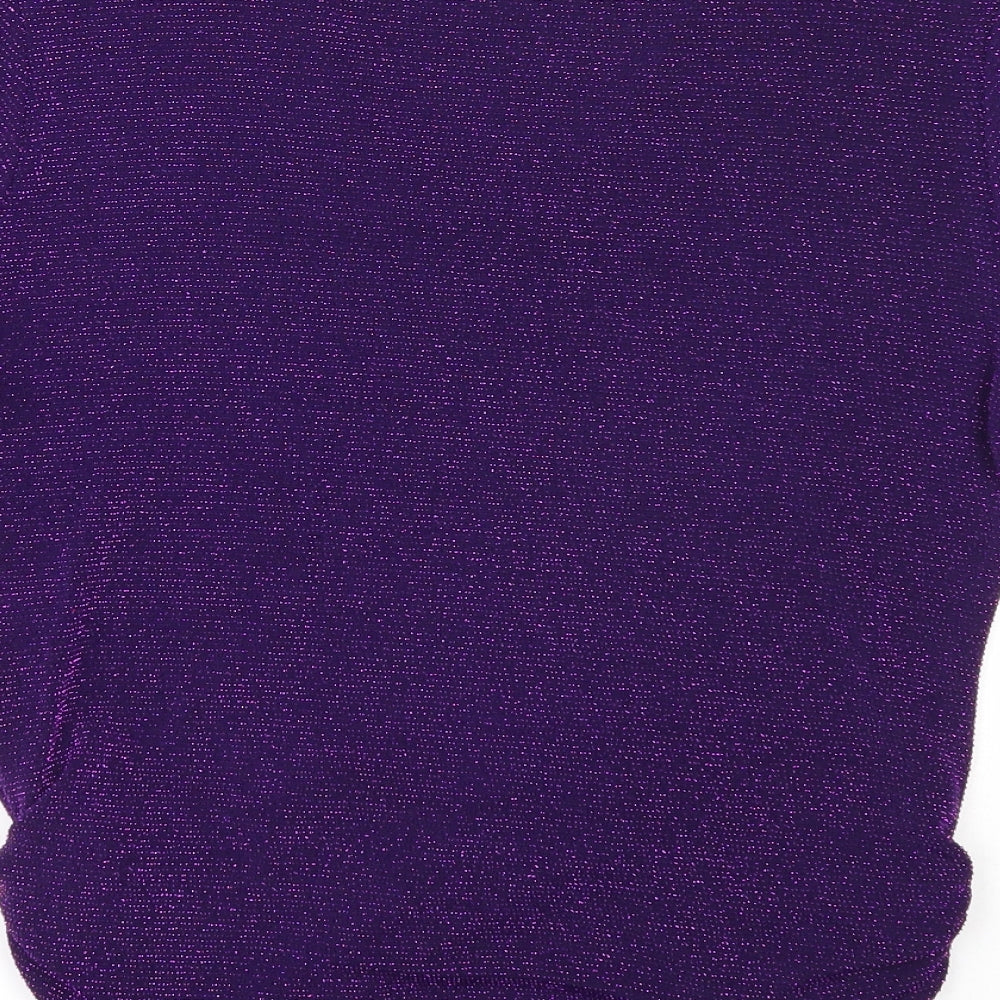 Pure & Natural Womens Purple Acetate Basic T-Shirt Size 14 Round Neck