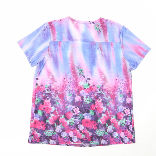 Xin Da Womens Multicoloured Geometric Polyester Basic T-Shirt Size 2XL Round Neck