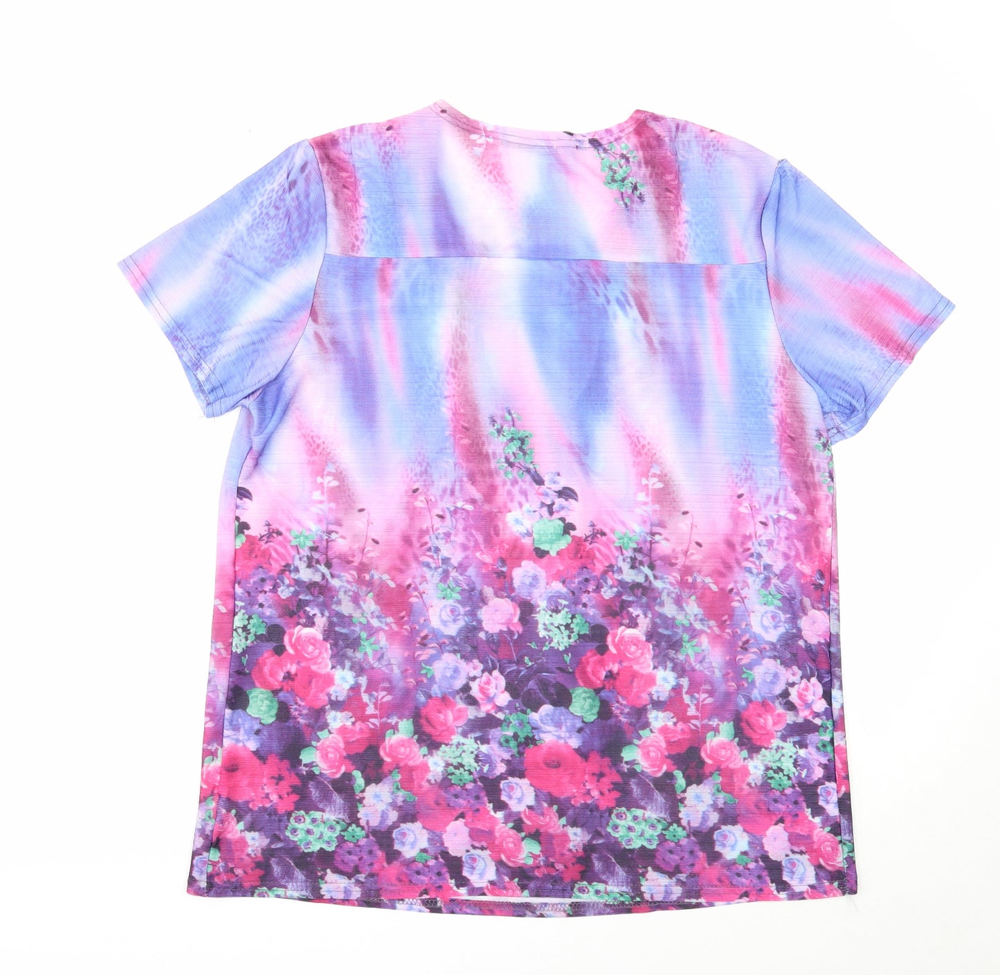 Xin Da Womens Multicoloured Geometric Polyester Basic T-Shirt Size 2XL Round Neck