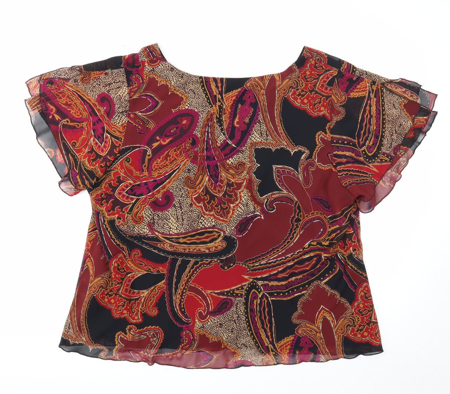 Marks and Spencer Womens Multicoloured Geometric Polyester Cropped Blouse Size 24 V-Neck