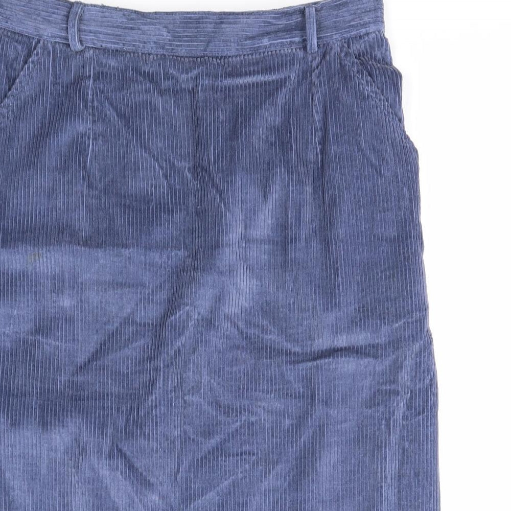 Preworn Womens Blue Cotton Straight & Pencil Skirt Size 20 Button