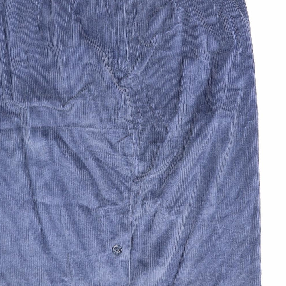 Preworn Womens Blue Cotton Straight & Pencil Skirt Size 20 Button