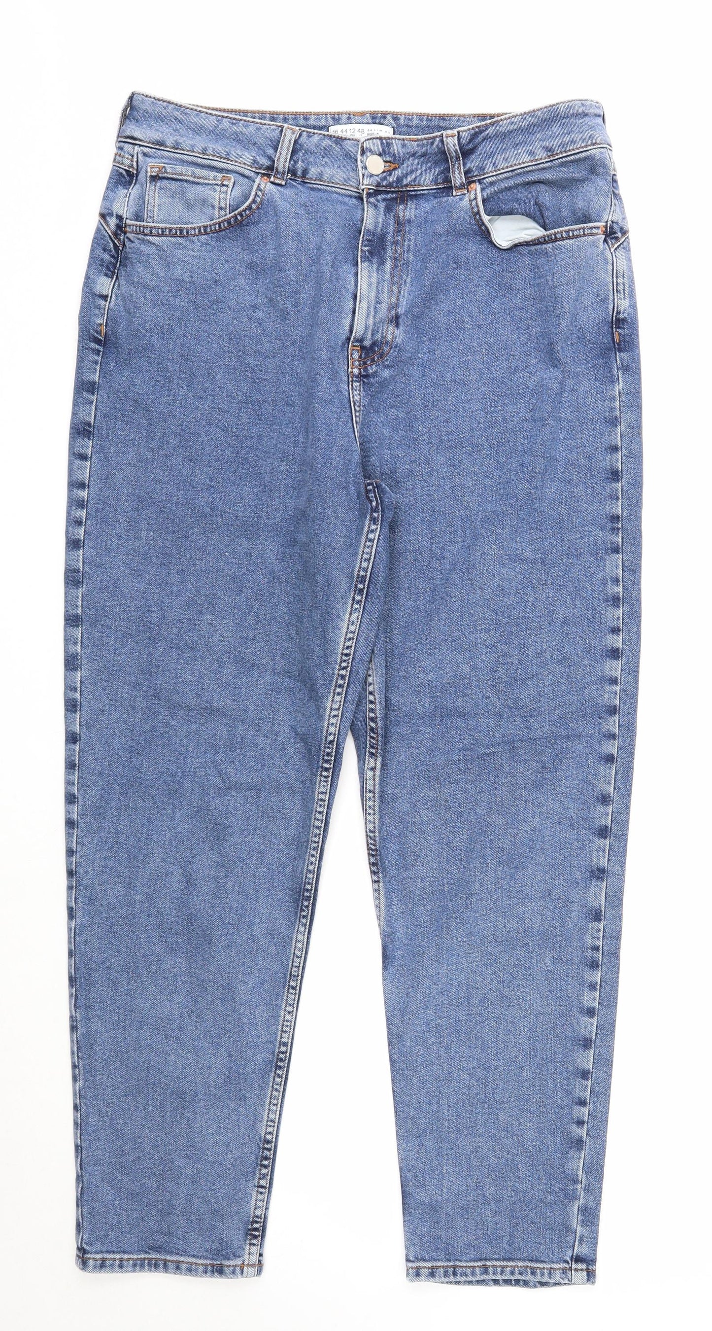 Denim & Co. Womens Blue Cotton Mom Jeans Size 16 Regular Zip
