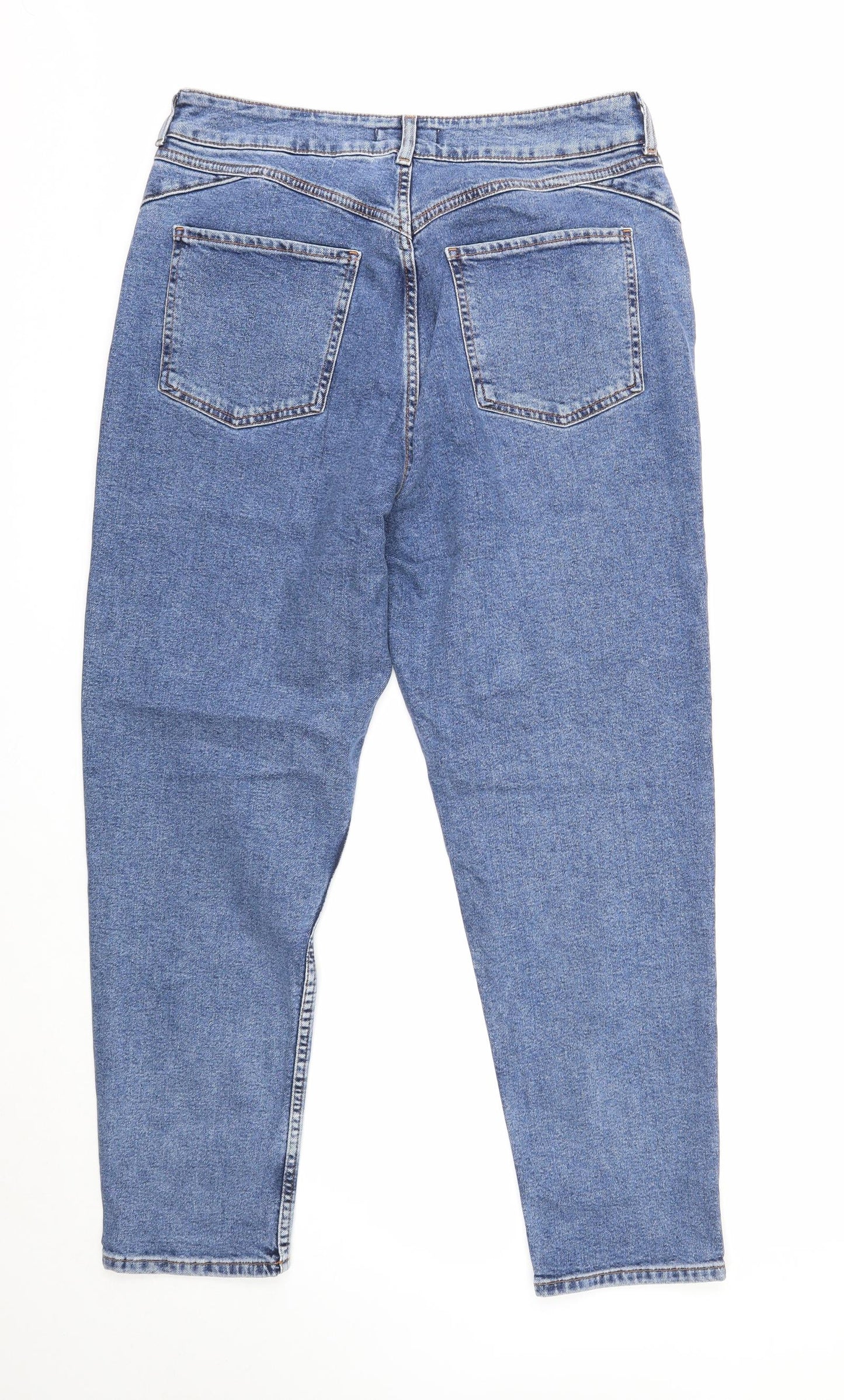 Denim & Co. Womens Blue Cotton Mom Jeans Size 16 Regular Zip