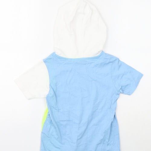 Hop Boys Blue Cotton Basic T-Shirt Size 6-7 Years Round Neck Pullover