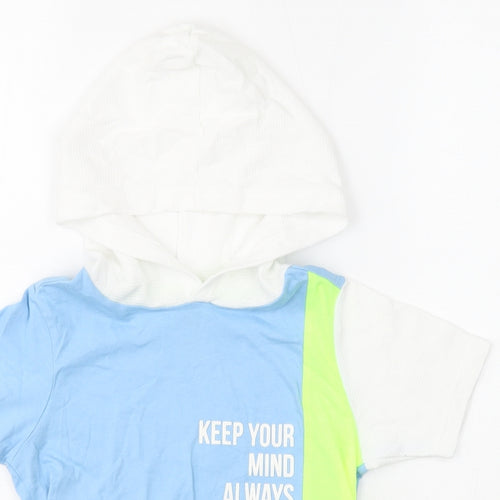 Hop Boys Blue Cotton Basic T-Shirt Size 6-7 Years Round Neck Pullover