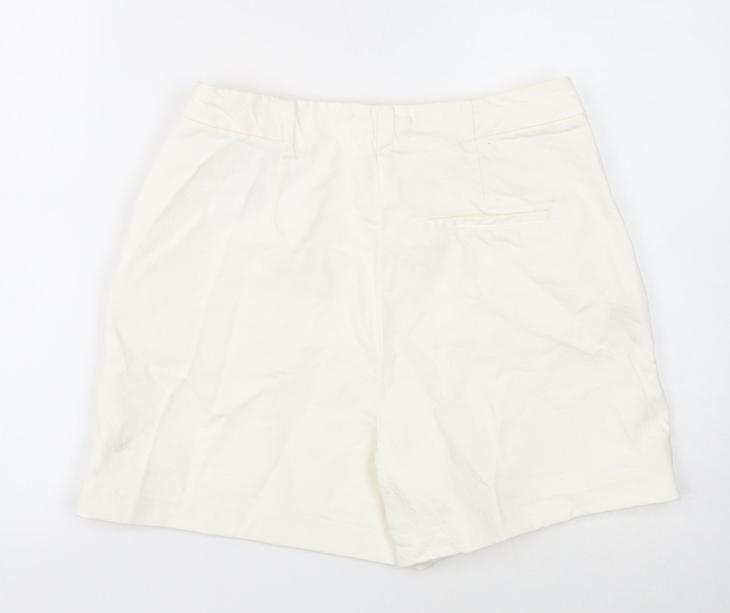 NEXT Womens White Cotton Sailor Shorts Size 12 Regular Zip