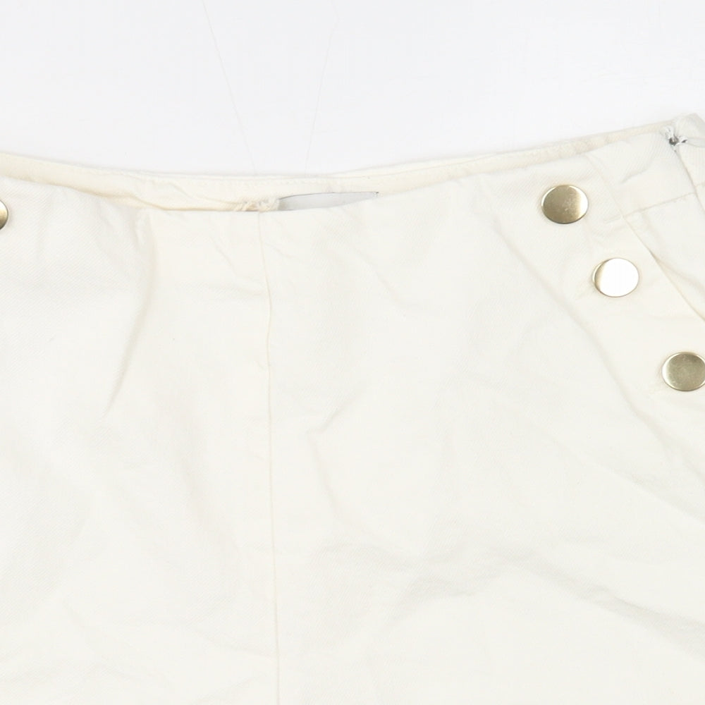 NEXT Womens White Cotton Sailor Shorts Size 12 Regular Zip