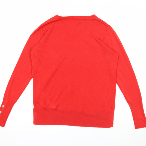 Primark Womens Red V-Neck Acrylic Pullover Jumper Size 12
