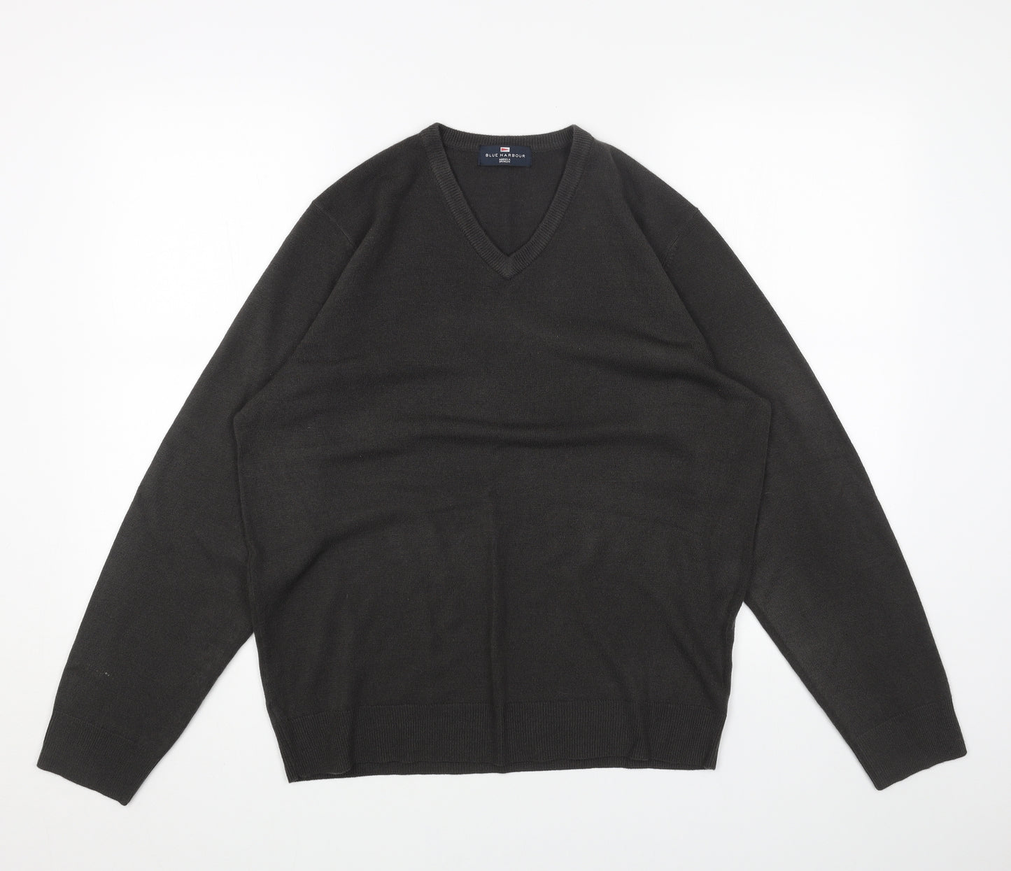 Marks and Spencer Mens Grey V-Neck Acrylic Pullover Jumper Size M