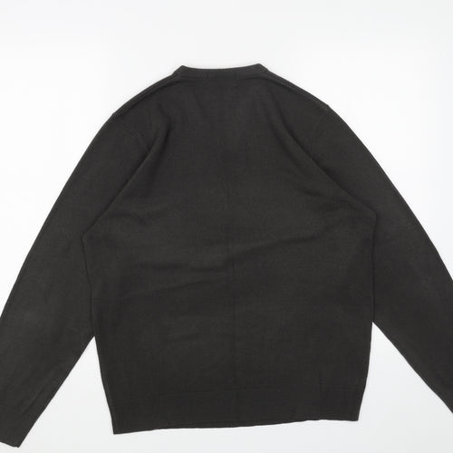 Marks and Spencer Mens Grey V-Neck Acrylic Pullover Jumper Size M