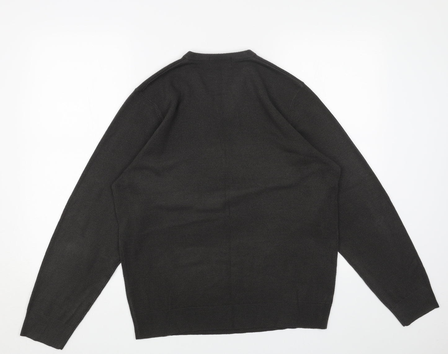 Marks and Spencer Mens Grey V-Neck Acrylic Pullover Jumper Size M