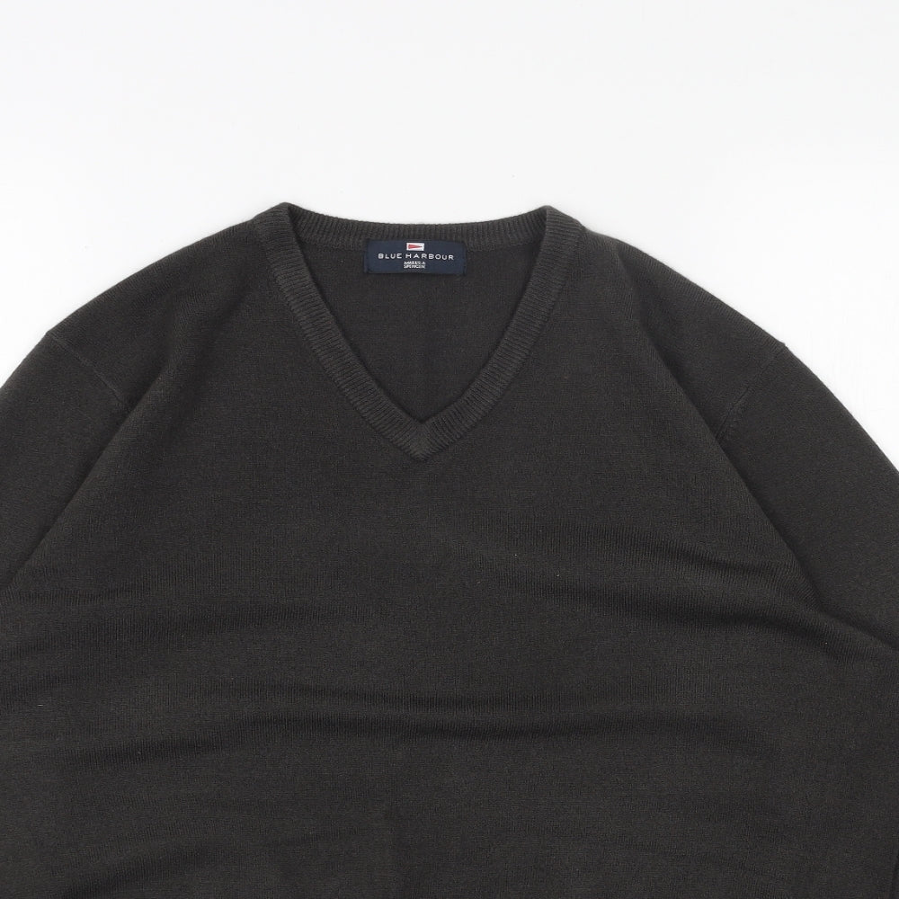 Marks and Spencer Mens Grey V-Neck Acrylic Pullover Jumper Size M