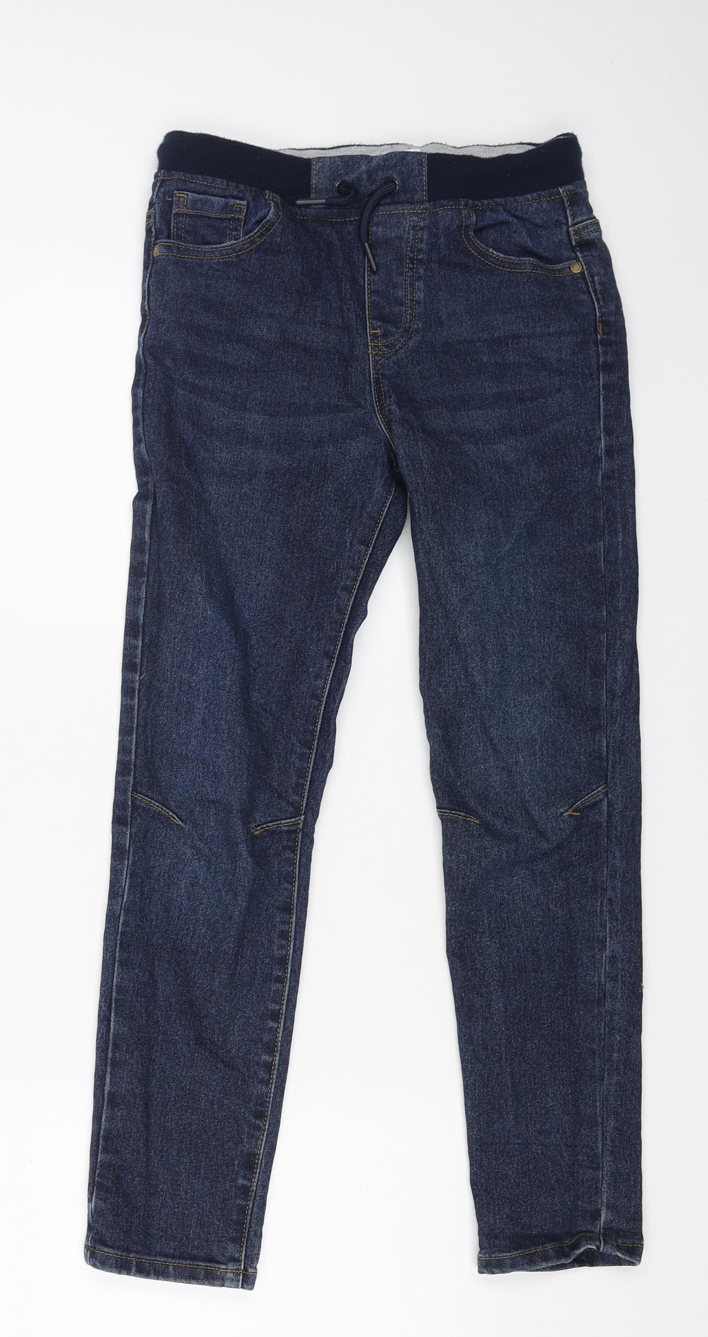 Denim & Co. Boys Blue Cotton Skinny Jeans Size 8-9 Years L23 in Regular Drawstring