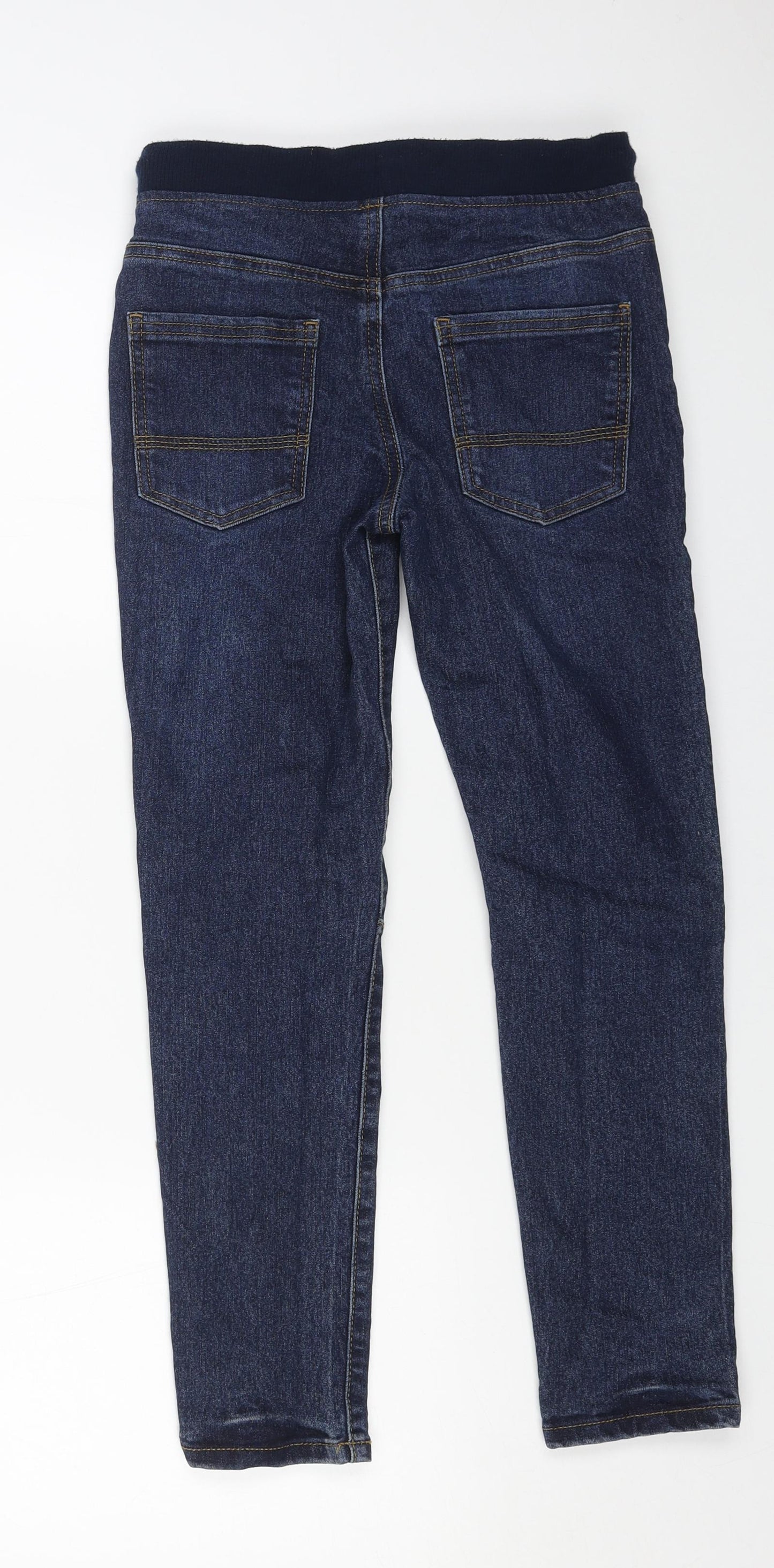 Denim & Co. Boys Blue Cotton Skinny Jeans Size 8-9 Years L23 in Regular Drawstring