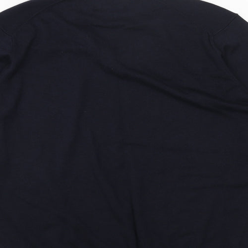 Marks and Spencer Mens Blue V-Neck Cotton Pullover Jumper Size L