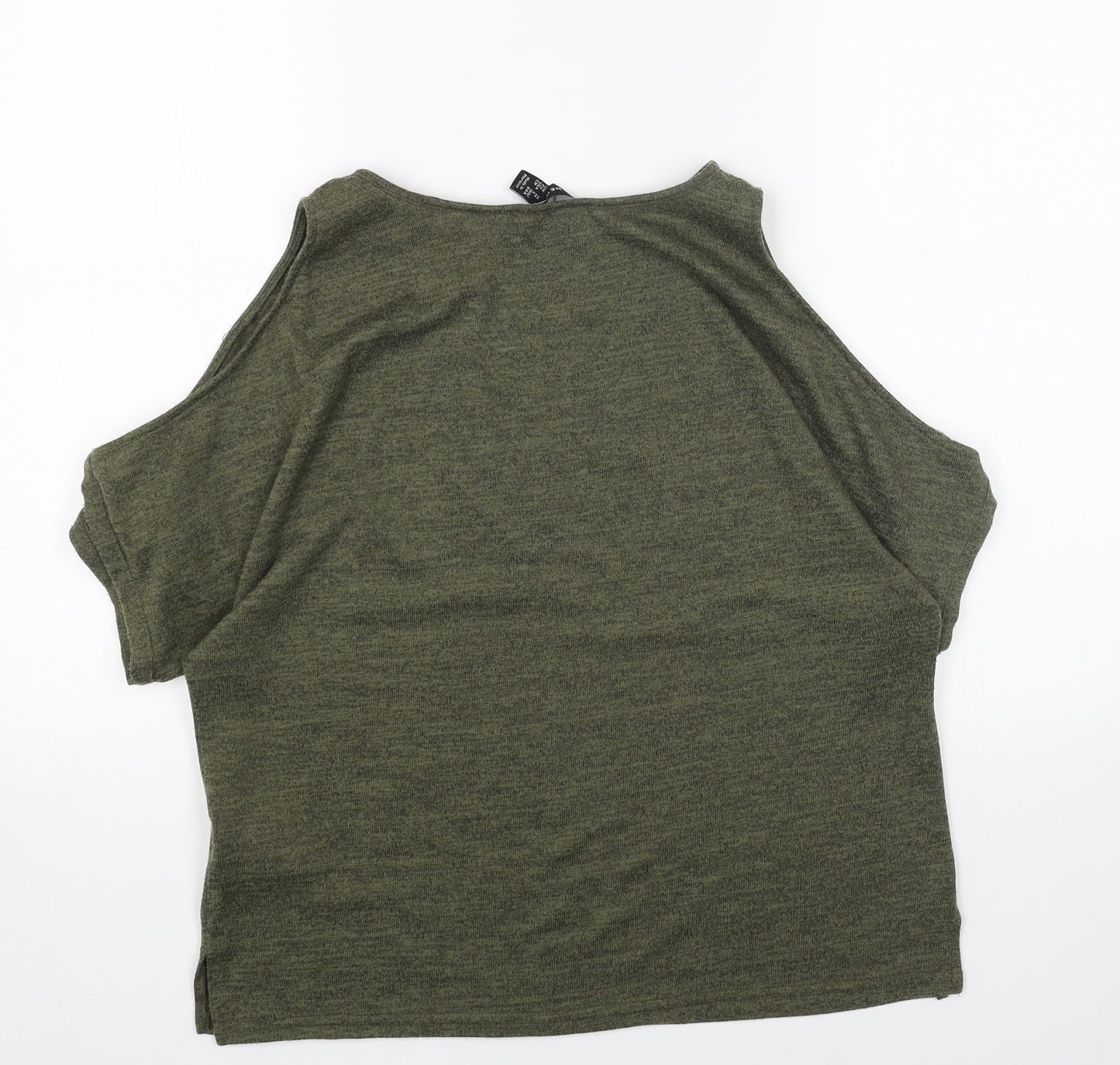 New Look Womens Green Round Neck Paisley Polyester Pullover Jumper Size M - Cold Shoulder