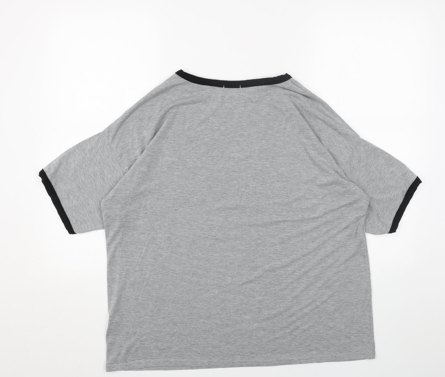 Boohoo Womens Grey Polyester Basic T-Shirt Size 16 Round Neck - Heart
