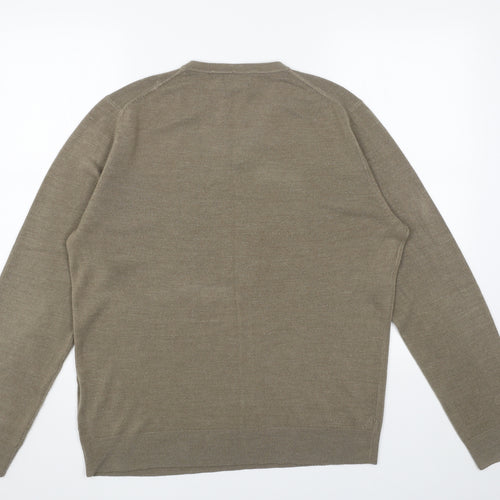 John Lewis Mens Brown V-Neck Acrylic Pullover Jumper Size L