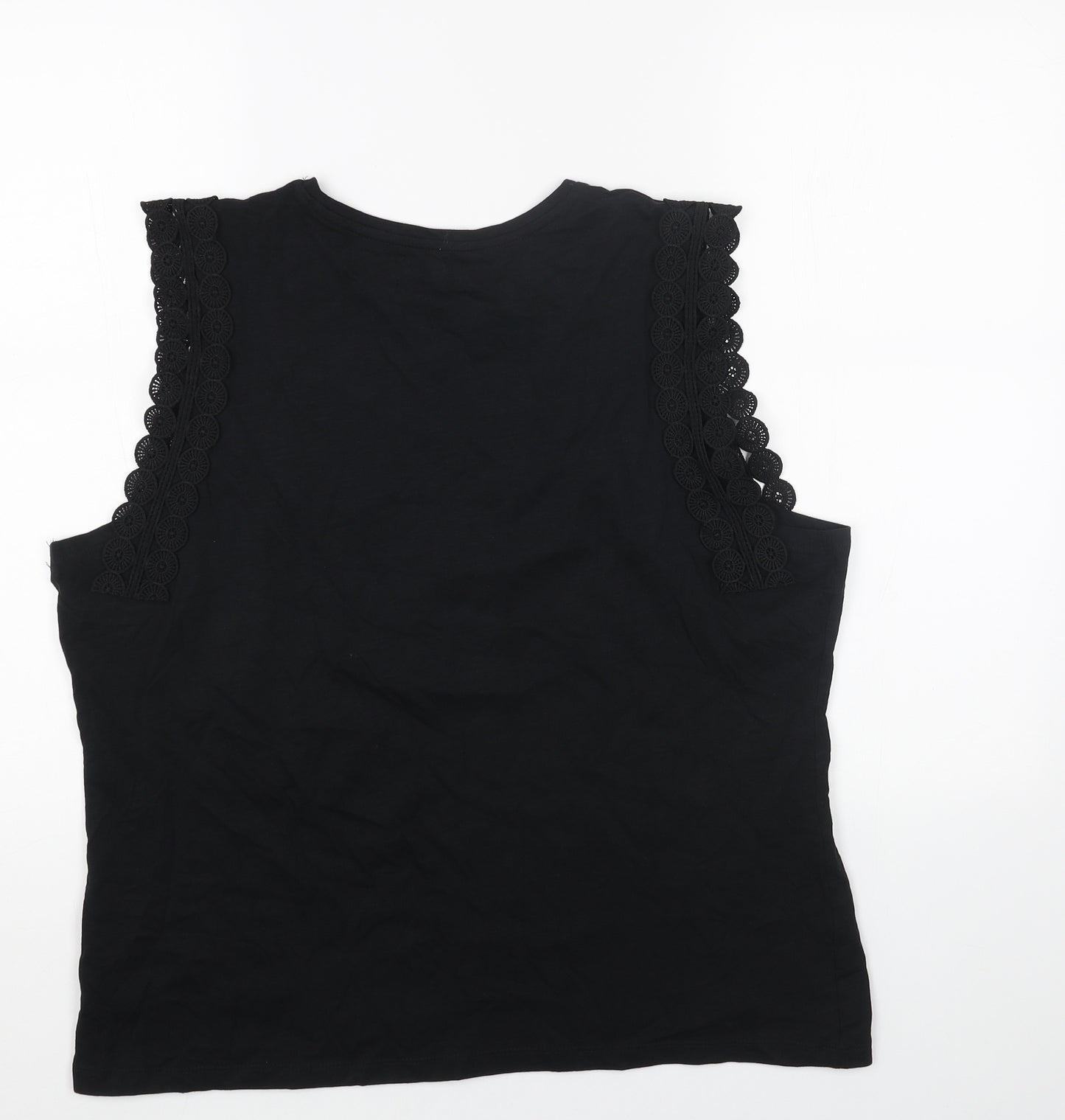 Papaya Womens Black Cotton Basic Tank Size 18 Round Neck