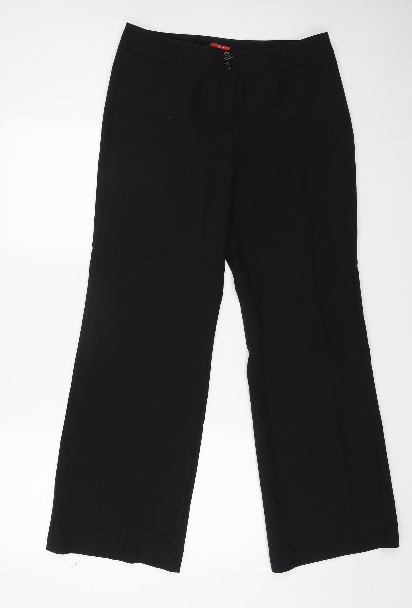 F&F Womens Black Polyester Trousers Size 12 L31 in Regular Button