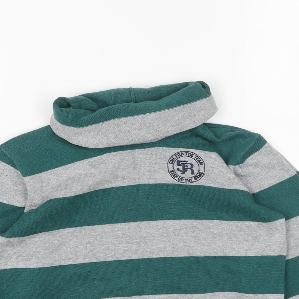 H&M Boys Green Roll Neck Striped Cotton Pullover Jumper Size 13-14 Years Pullover