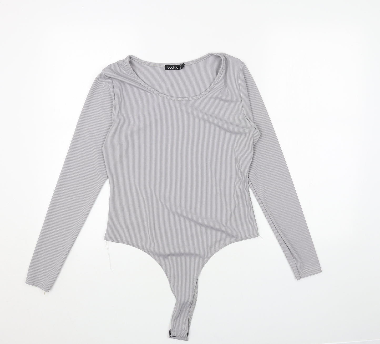 Boohoo Womens Grey Polyester Bodysuit One-Piece Size 16 Snap